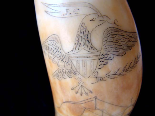 A wonderful American scrimshaw sperm whale's tooth circa 1850 — image 2